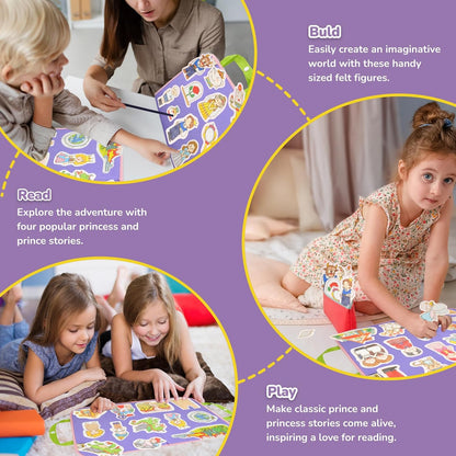 CHEFAN Felt/Flannel Board Story Set of 4, PRECUT Felt Pieces for Preschool Toddlers Circle Time, Beauty and The B, Cinderella, Sleeping Beauty, Paper-Bag Princess