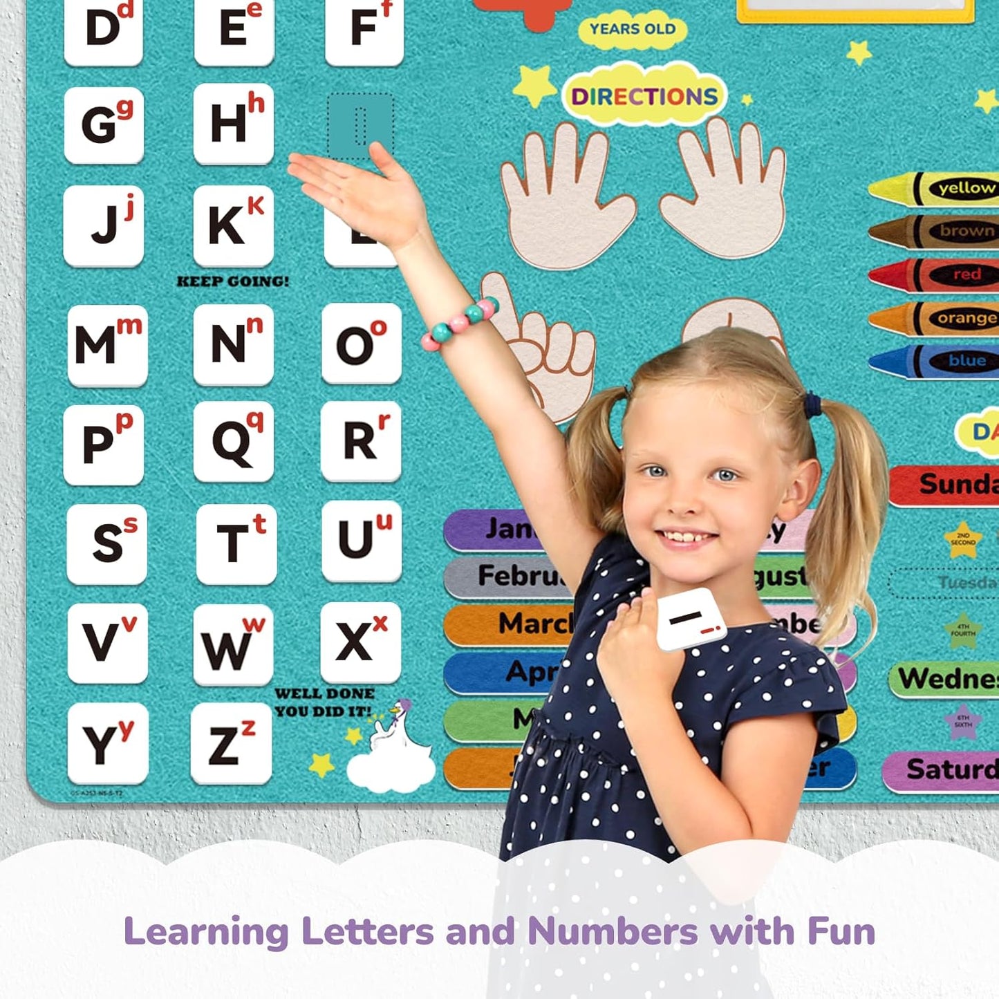 CHEFAN Alphabets Letters and Numbers Felt Board Pieces, 36 * 27 inches, Toddlers ABC Learning Toys, Uppercase Lowercase, Classroom Educational Learning Play Kit Wall Hanging Gift for 3 Years +