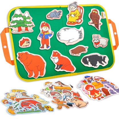 CHEFAN Felt Board for Toddlers,4 Sets Flannel Board Stories for Preschool Activity,Little Red Hen,The Ant and The Grasshopper,The Goose That Laid The Golden Egg and The Emperor's New Clothes