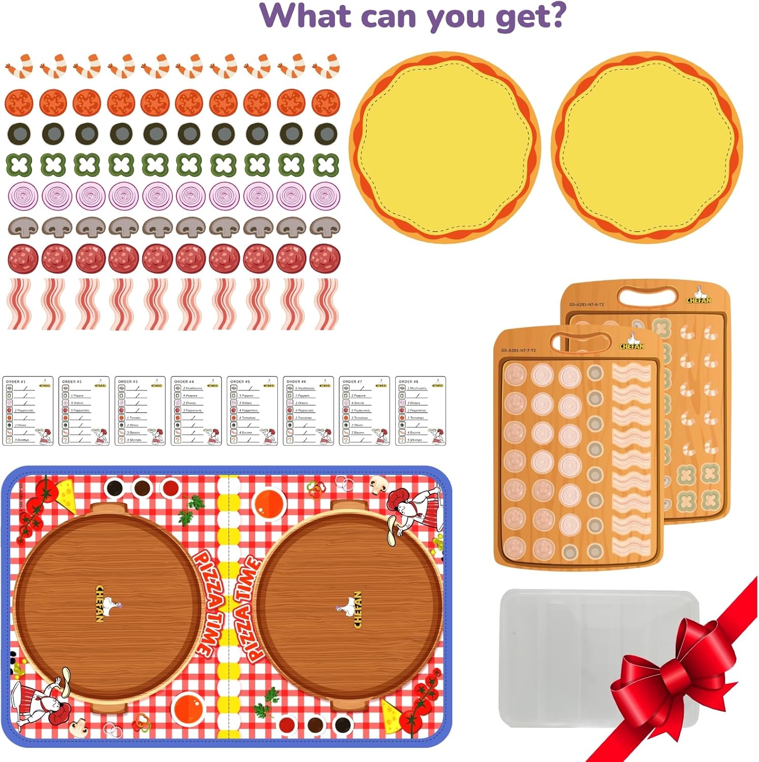 CHEFAN Pizza Counting Felt Board for Toddlers, Number Learning Toys, Make Pizza Time for Vegetables, Preschool Math Games, Manipulatives for Preschool