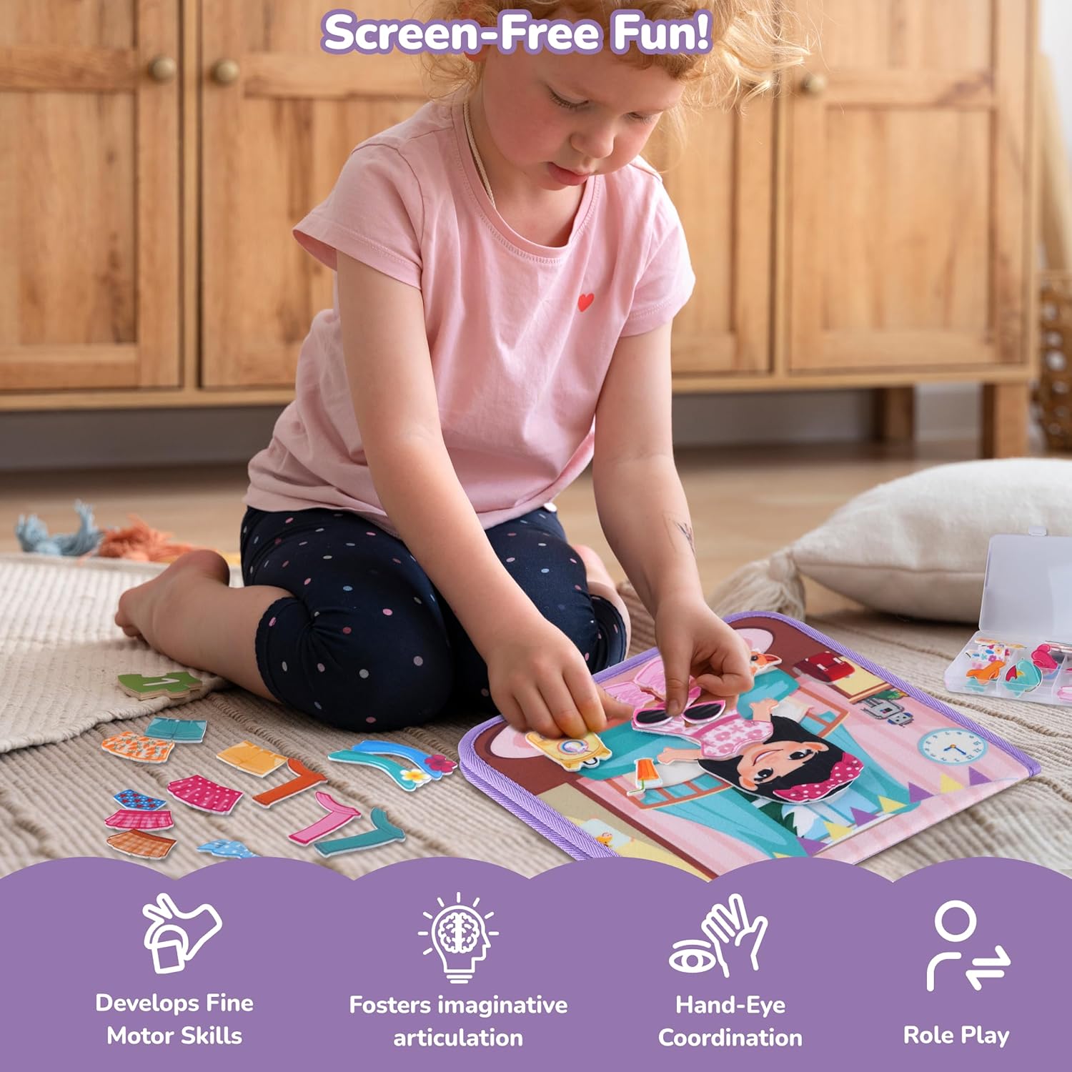 CHEFAN Dress-Up Dolls Set, Pretend Play Game with Felt Board, Outfit and Accessory Pieces, Perfect for Little Girls 3+