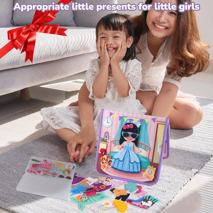 CHEFAN Dress-Up Dolls Set, Pretend Play Game with Felt Board, Outfit and Accessory Pieces, Perfect for Little Girls 3+