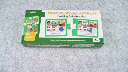 CHEFAN Social Emotional Learning Match-Up Puzzles, Building Relationships Game Set, 20 Self-Correcting Cards for Kids, Ages 3+